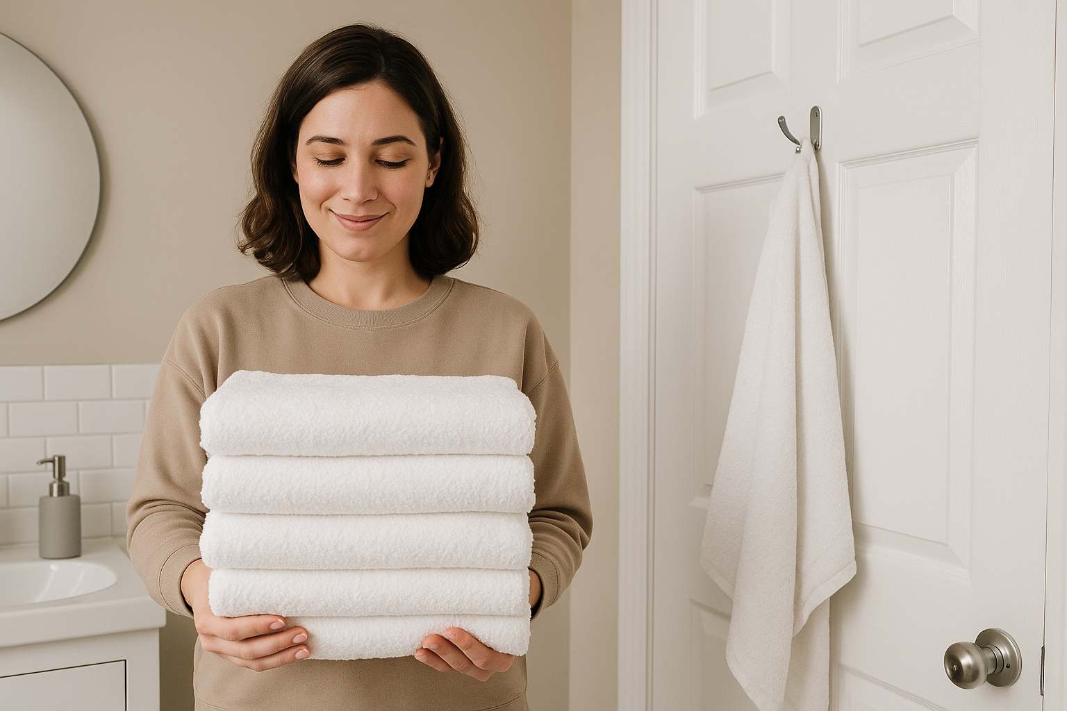 Bathroom hooks and over-the-door racks for towels