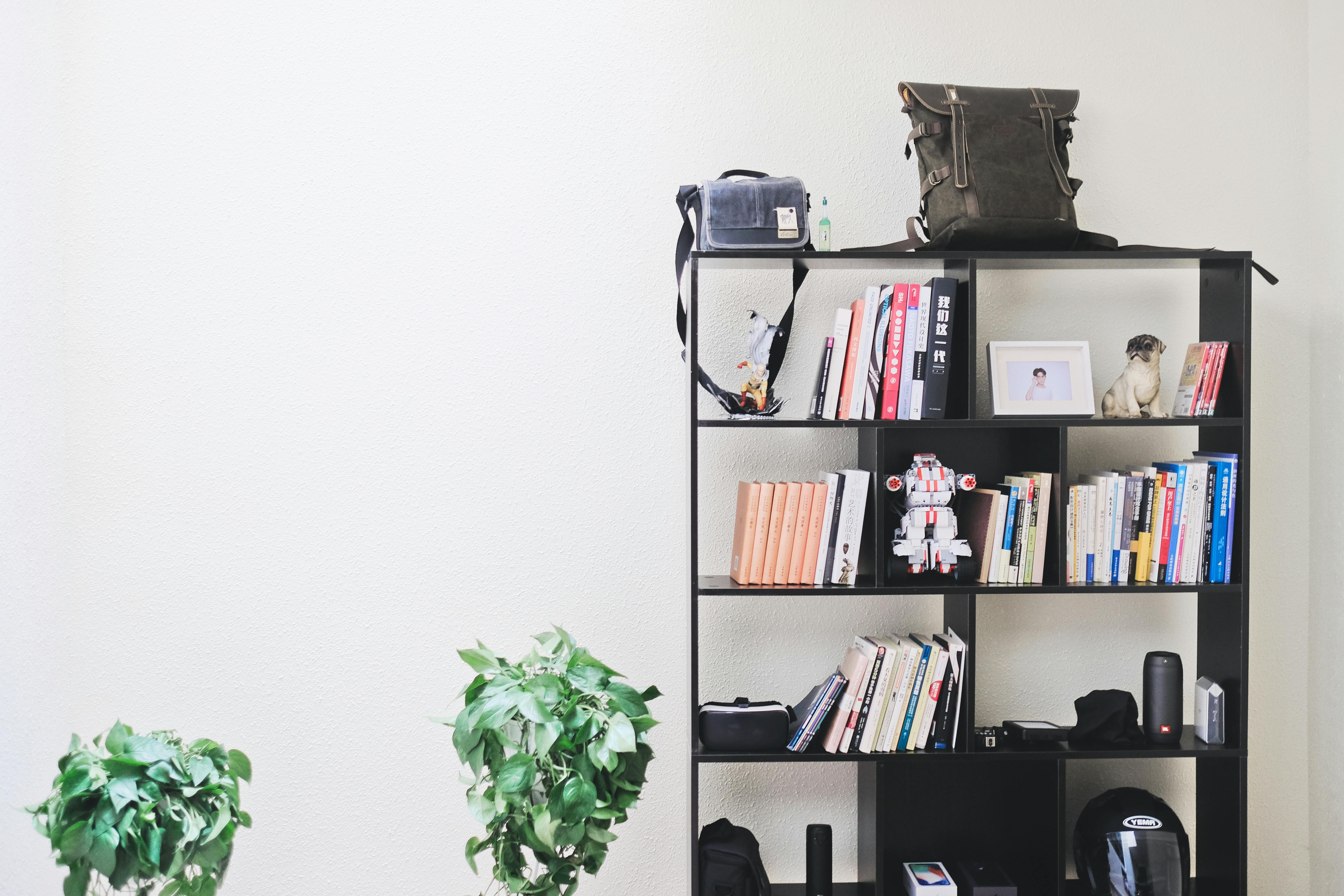 Bookcase used as a room divider with storage